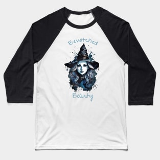 Bewitched Beauty, witch and cat for cute Halloween, purple roses,scary, spooky gothic floral lady Baseball T-Shirt